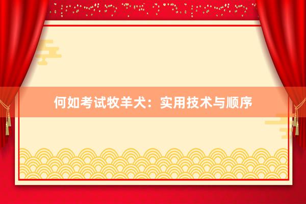 何如考试牧羊犬：实用技术与顺序